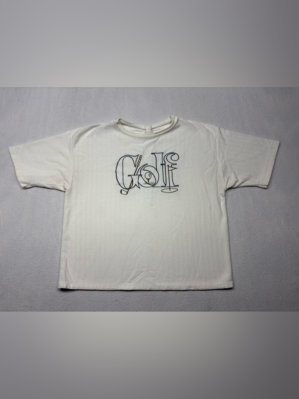 Vintage Golf Embroidered Sweatshirt Pullover T Shirt Sweater Cream 23”x 21.5”